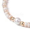 Glass & Shell Pearl Round Beads Braided Bead Bracelets BJEW-JB09874-2