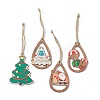 Christmas Theme Wood Teardrop/Christmas Tree  Pendant Decorations HJEW-JM02525-1