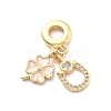 Rack Plating Brass Clear Cubic Zirconia European Dangle Charms KK-Q017-28G-1