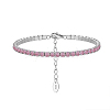 Rhodium Plated Real Platinum Plated 925 Sterling Silver Link Chain Bracelet BJEW-P311-01P-05-1