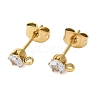 Ion Plating(IP) 304 Stainless Steel Cubic Zirconia Stud Earring Findings STAS-P373-04A-G-2