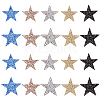  20Pcs 10 Style Rhinestone Star Cloth Iron On/Sew On Patches DIY-NB0006-05-2