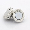 Round Alloy Magnetic Clasps with Loops PALLOY-P076-02-3