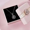 Clear Cubic Zirconia Flat Round with Crown Pendant Necklace JN1027A-5