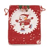 Christmas Theme Rectangle Cloth Bags with Jute Cord ABAG-P008-01B-2