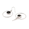 Natural Obsidian Flat Round Dangle Earrings EJEW-Z024-11D-P-2