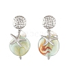 304 Stainless Steel & Acrylic & Natural Pearl Stud Dangle Earrings EJEW-JE07446-01-3