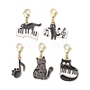 5Pcs 5 Styles Cat and Music Alloy Enamel Pendant Decorations HJEW-JM02694-2