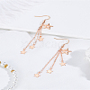 1 Pair Brass Star Tassel Dangle Earrings EJEW-LP0007-113RG-3