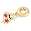 Rack Plating Brass Enamel European Dangle Charms KK-P287-19G-2