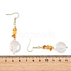 Natural Amber Chip & Natural Keshi Pearl Dangle Earrings EJEW-JE07445-01-5