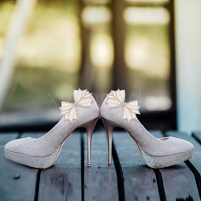 2Pcs Bowknot Polyester Rhinestone Shoe Decorations FIND-GO0002-35-1
