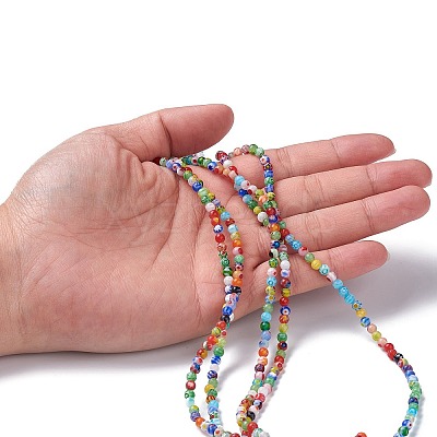 Handmade Millefiori Glass Round Bead Strands LAMP-J038-4mm-M-1