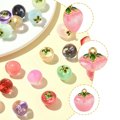 24Pcs 12 Colors Transparent Glass Apple Pendants DGLA-FS0001-15-1