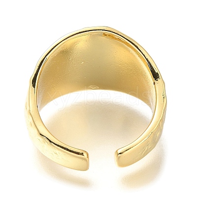 Rack Plating Brass Shell Open Cuff Rings for Women RJEW-M022-08G-1