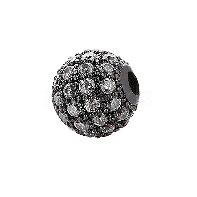 CZ Brass Micro Pave Grade AAA Clear Color Cubic Zirconia Round Beads KK-O065-6mm-05-NR-1