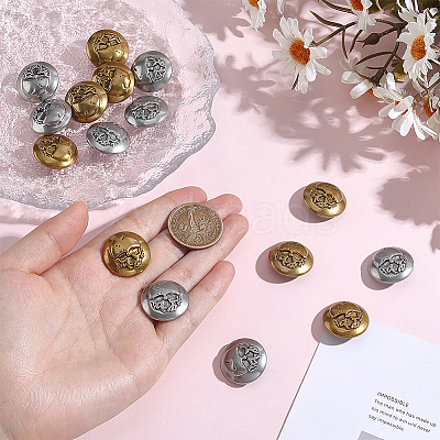 8Pcs 2 Colors 1-Hole Alloy Shank Buttons BUTT-AR0001-40-1