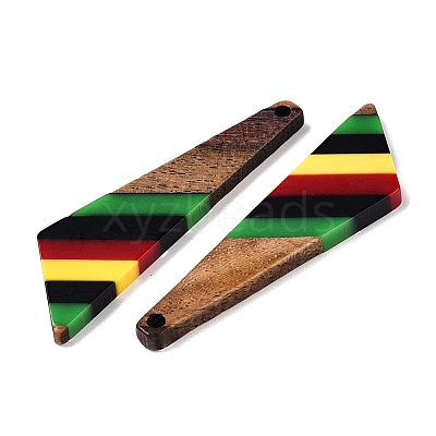Jamaican Colour Epoxy Resin & Walnut Wood Pendants RESI-N039-122I-1