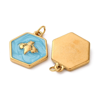 304 Stainless Steel Enamel Pendants STAS-U061-37G-C04-1