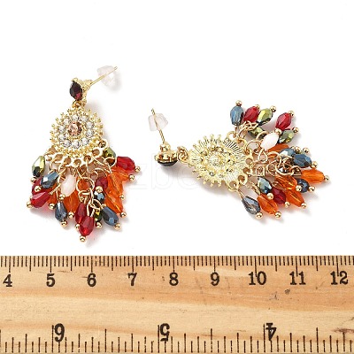 Bohemia Style Alloy Acrylic Tassel Dangle Stud Earrings for Women LS-EJEW-G435-01G-1