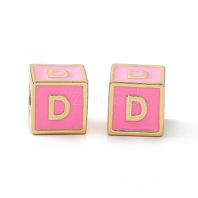 Rack Plating Brass Enamel Beads KK-B060-04G-05D-1