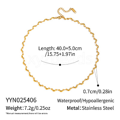 304 Stainless Steel Moon Link Chain Necklaces for Women NL6452-2-1