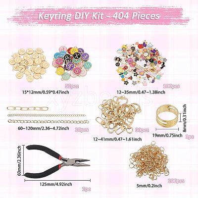1 Bag DIY Keychain Kit DIY-GL0007-19A-1