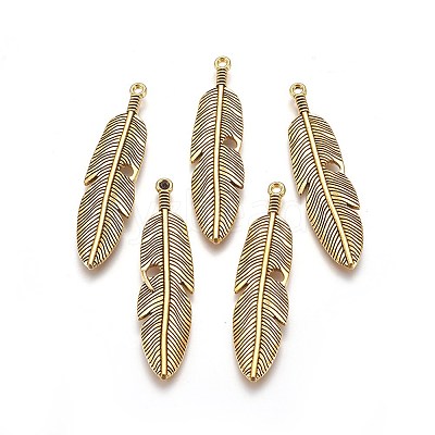 Tibetan Style Alloy Feather Big Pendants LS-TIBEP-A12720-AG-RS-1