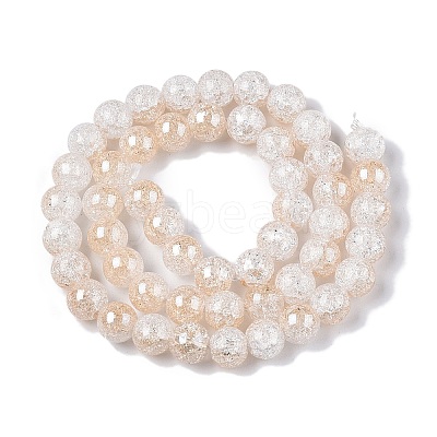 Electroplated Crackle Glass Beads Strands EGLA-N014-8mm-02-1