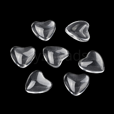 Transparent Glass Heart Cabochons GGLA-R021-16mm-1
