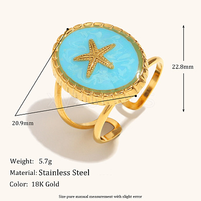 304 Stainless Steel and Enamel Cuff Rings FS-WGFF68F-07-1