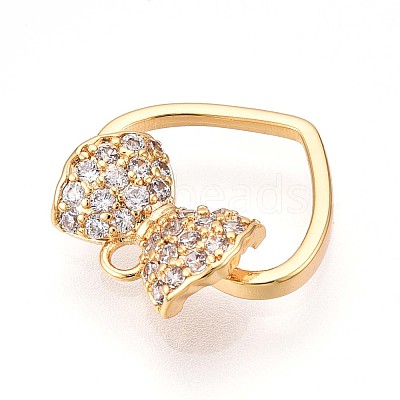 Brass Micro Pave Cubic Zirconia Charms KK-N261-01G-1