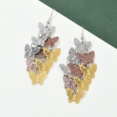 430 Stainless Steel Butterfly Dangle Earrings EJEW-A137-05P-03-1