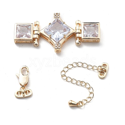 Brass & Cubic Zirconia & Glass Watch Band Clasps LS-KK-G523-03G-01-1