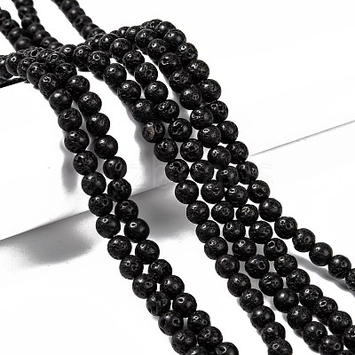 Natural Lava Rock Round Bead Strands G-M169-6mm-03-1