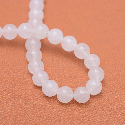 Round Natural White Jade Bead Strands X-G-R345-6mm-06-1