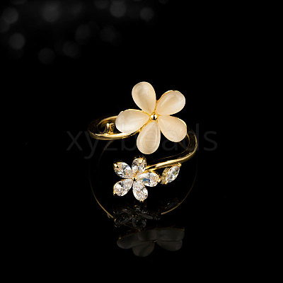 Brass Micro Pave Cubic Zirconia Cuff Rings FS-WG89D85-01-1