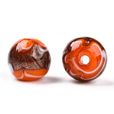 Handmade Gold Sand Lampwork Beads LAMP-N028-001G-1