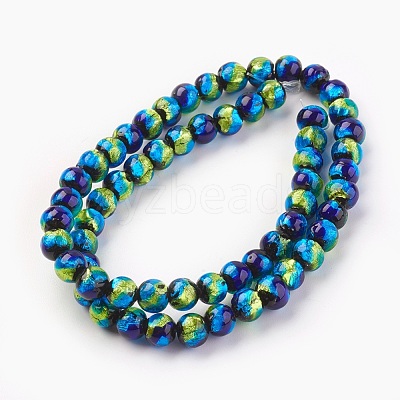 Handmade Silver Foil Glass Lampwork Beads LAMP-P051-G02-6mm-1