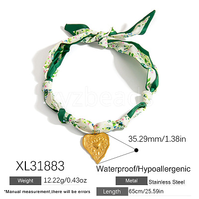 304 Stainless Steel Pendant Printed Scarf Necklaces FS-WGD2FA8-09-1