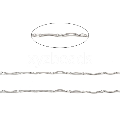 Tarnish Resistant Handmade 304 Stainless Steel Curved Bar Link Chains CHS-G025-05P-1