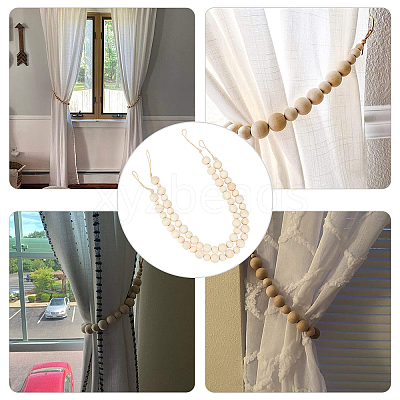 Round Natural Wood Beads Wall Hanging Decorations AJEW-WH0168-01-1