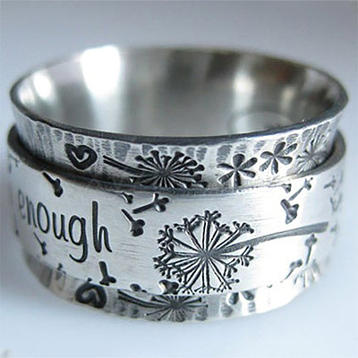 Dandelion with Word Pattern Alloy Finger Rings FS-WG2A4E2-04-1