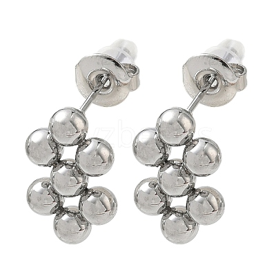 304 Stainless Steel Round Ball Stud Earrings SA-CBA5A9C-02P-1
