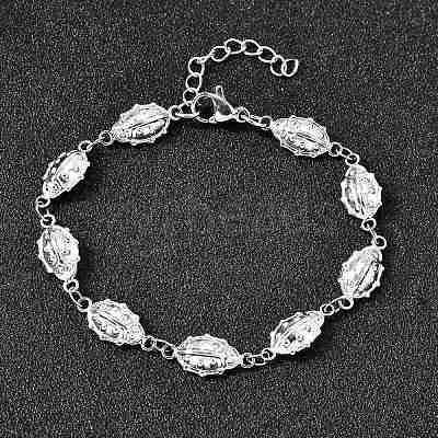 304 Stainless Steel Ladybug Link Bracelets for Women BJEW-K226-15B-P-1