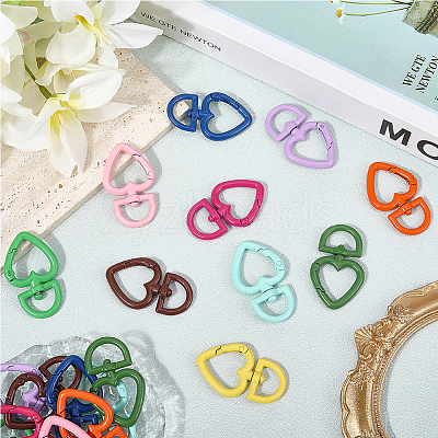 20Pcs 10 Colors Spray Printed Alloy Swivel Clasps FIND-SC0017-41-1