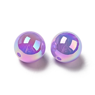 UV Plating Opaque Rainbow Iridescent Acrylic Beads SACR-A001-03I-1