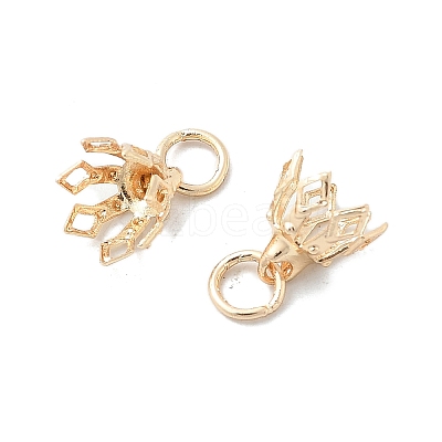 Flower Rack Plating Brass Filigree Bead Cap Bails KK-L102-27G-01-1