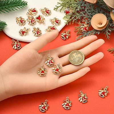 20Pcs Christmas Bell Alloy Enamel Pendants ENAM-YW0006-08-1
