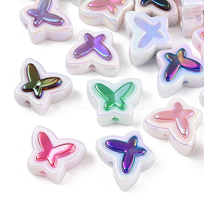 UV Plated Rainbow Acrylic Beads X-PACR-N015-02-1